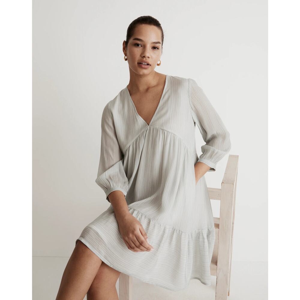 NWT Madewell x‎ Reistor V-Neck Mini Dress Ivory Ivy Dreams Size Medium Babydoll